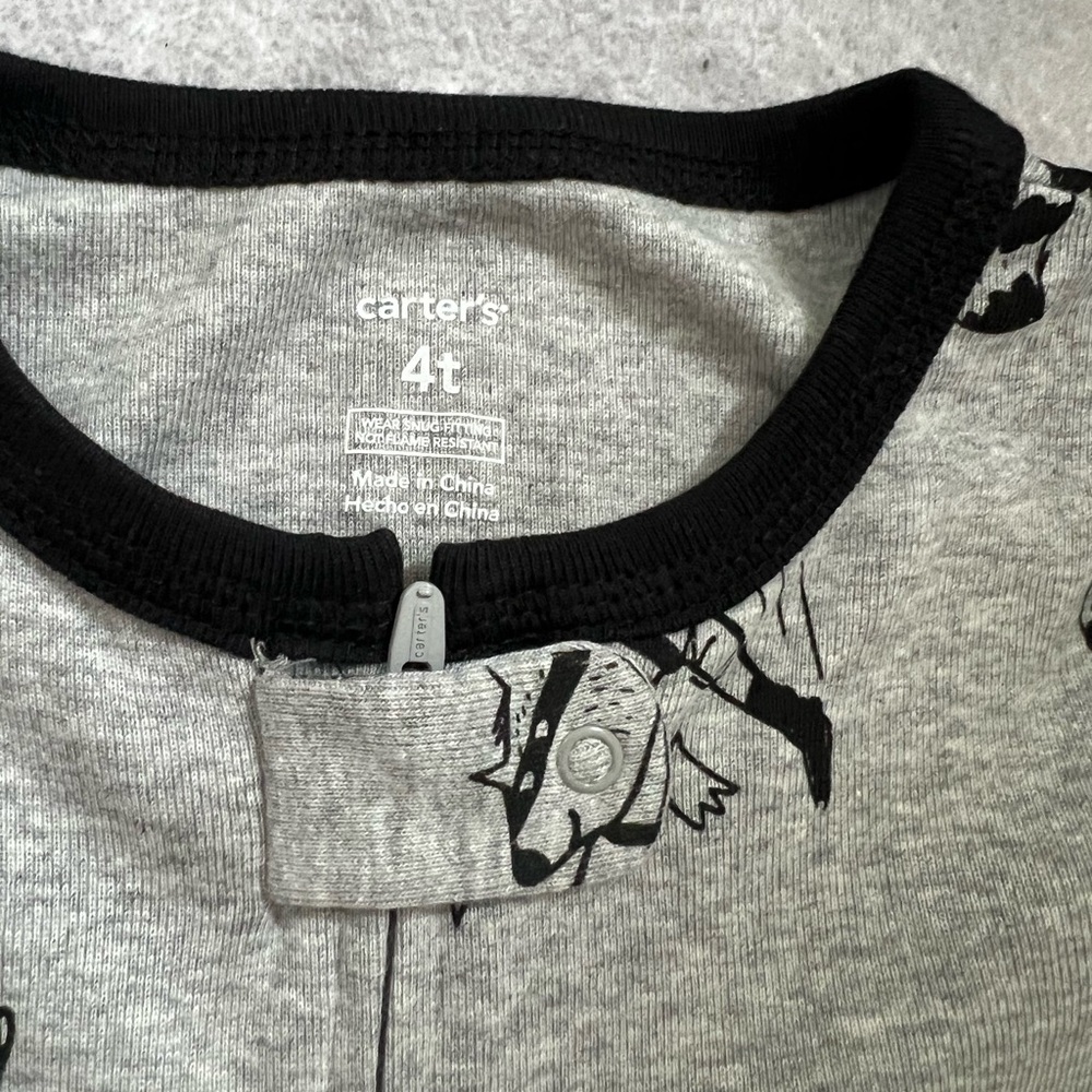 Carter's Gray One Piece with Black Details Zip Footie Pajamas 4T - Picture 3 of 5